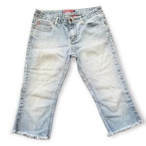 South Pole Junior Collection White Wash Blue Denim Capri Jeans - Size 7
